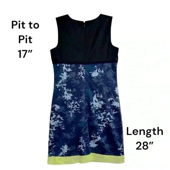 TAHARRI SZ 6 Sleeveless Dress Navy Blue with Floral Pattern and Contrasting Hem - Picture 4 of 6